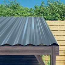 Devenirriche - Panneaux de toiture 12 pcs Acier enduit de poudre Gris 100x36cm - The Living Store - Gris