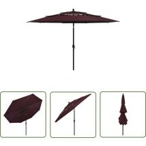 Longziming - The Living Store Parasol de jardin à 3 niveaux mât en aluminium rouge bordeaux - Parasol De Jardin - Parasol Extérieur - Parasol Trois