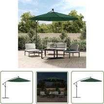 The Living Store - Parasol avec éclairage led 300 cm Poteau en métal Vert - Parasol Jardin - Parasol Suspendu - Parasol Led - Parasol Décoratif