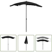 Abcrital - The Living Store Parasol de jardin avec mât 200x130 cm noir - Parasol De Jardin - Parasol Extérieur - Parasol Rectangulaire - Ombrage