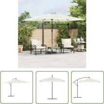 The Living Store - Parasol de jardin avec mât en acier blanc 290x290x238 cm - Parasol De Jardin - Parasol Extérieur - Parasol Rectangulaire - Parasol