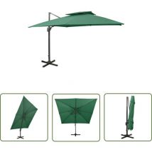 Maison Chic - The Living Store Parasol de jardin en porte-à-faux avec double toit vert - Parasol De Jardin - Parasol Exterieur - Parasol Pliable
