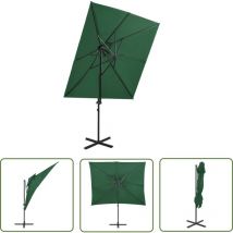 Abcrital - The Living Store Parasol de jardin en porte-à-faux à double toit vert 250x250 cm - Parasol De Jardin - Parasol Rectangulaire - Parasol