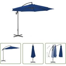 Maison Exclusive - The Living Store Parasol de jardin en porte-à-faux avec mât en acier bleu azuré - Parasol De Jardin - Parasol Extérieur - Parasol