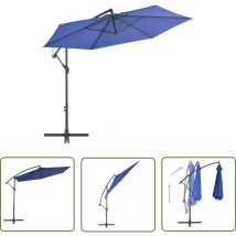 The Living Store - Parasol de jardin en porte-à-faux avec mât en aluminium bleu - Parasol De Jardin - Parasol Suspendu - Parasol Bleu - Parasol