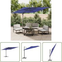 The Living Store - Parasol déporté avec mât en aluminium Bleu azuré 400x300 cm - Parasol Jardin - Parasol Déporté - Parasol Bleu - Parasol Aluminium