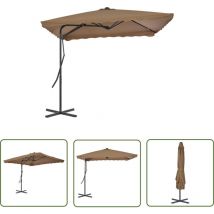 Happyshopping - The Living Store Parasol d'extérieur avec poteau en acier 250 x 250 cm Taupe - Parapluie Exterieur - Parasol Jardin - Parasol Taupe