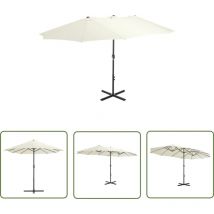 Maison Exclusive - The Living Store Parasol d'extérieur et poteau en aluminium 460x270 cm sable - Parasol - Parasol De Jardin - Parasol Exterieure