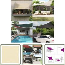 The Living Store Parasol en pehd carré 3,6 x 3,6 m Crème - Parapluie - Parasol - Voile Solaire - Ombre - Jardin