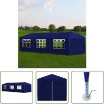 The Living Store Partyzelt 3x9 m Blau - Gartenzelt - Partyzelt - Outdoor Zelt - Pavillon - Grillplatz