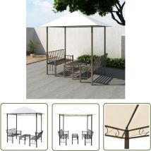 The Living Store Pavillon de jardin avec table et bancs 2,5 x 1,5 x 2,4 m - Abri Jardin - Gazebo - Parasol - Terrasse Couverte - Salon De Jardin