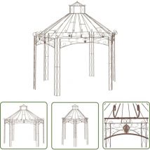 The Living Store - Pavillon de jardin Marron antique 400x258x378 cm Fer - Abri Jardin - Gazebo - Pergolato - Structure Extérieure - Décoration Jardin