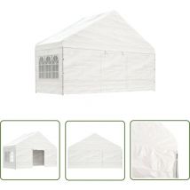 The Living Store Pavillon mit Dach Weiß 5,88x2,23x3,75 m Polyethylen - Pavillon - Gartenzelt - Outdoorparty - Sonnenschutz - Partyzelt