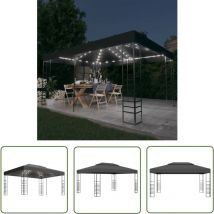 The Living Store Pavillon mit LED-Lichterkette 3x4 m Anthrazit - Pavillon - Gartenpavillon - Sonnensegel - Outdoor Möbel - LED Beleuchtung