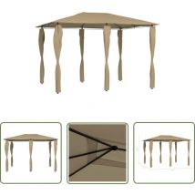 The Living Store Pavillon mit Pfostenabdeckungen 3x4x2,6 m Taupe 160 g/m² - Pavillon - Gartenpavillon - Outdoorzelt - Sonnenschutz - Grillplatz