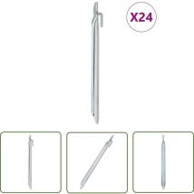 Piquets de tente 24pcs en forme de v 25cm Ø20mm acier galvanisé - Piquets De Tente - Piquets De Camping - Accessoires De Tente - Fixation De Tente
