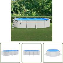 The Living Store - Piscine avec échelle de sécurité 610x360x120 cm - Piscine Hors Sol - Piscine Ronde - Piscine Familiale - Piscine Acier - Piscine