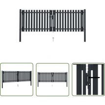 Portail de clôture à double porte Acier 306x125 cm Anthracite - Portail En Acier - Portail Double Battant - Portail Design - Portail Moderne
