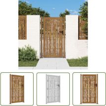The Living Store - Portail de jardin 105x180 cm acier corten design de bambou - Portail De Jardin - Portails Métalliques - Portail En Acier - Portail