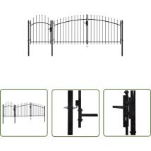 Portail de jardin Acier 1,5 x 4 m Noir - Portail De Jardin - Portail En Acier - Portail Noir - Clôture De Jardin - Porte D'entrée - The Living Store