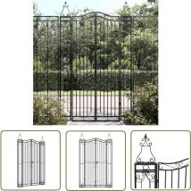 The Living Store - Portail de jardin noir 121x8x200 cm fer forgé - Portail De Jardin - Portail En Fer Forgé - Porte De Jardin - Clôture - Décoration