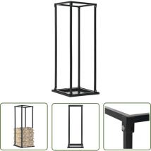 Longziming - The Living Store Portant de bois de chauffage avec base Noir 37x37x113 cm Acier - Support à Bois - Porte-bûches - Rangement Bois