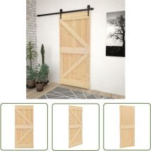 The Living Store - Porte 80x210 cm Bois de pin massif - Porte En Bois - Porte Entrée - Porte Intérieure - Porte Coulissante - Bois De Pin