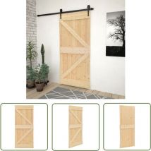 The Living Store Porte 90x210 cm Bois de pin massif - Porte En Bois - Porte Entrée - Porte Intérieure - Porte Coulissante - Bois De Pin
