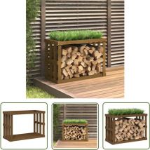 The Living Store - Porte-bûches d'extérieur Marron miel 108x52x74 cm Bois pin - Porte-bûches Extérieur - Support à Bûches - Abri à Bûches - Stockage