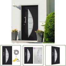 Porte d'entrée Anthracite 88x200 cm - Portes D'entrée - Porte Extérieure - Porte Aluminium - Porte Sécurisée - Porte Design - The Living Store