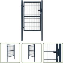 The Living Store Portillon Acier 106x248 cm Anthracite - Portail Aluminium - Portillon Design - Portillon Jardin - Portillon Sécurisé - Portillon