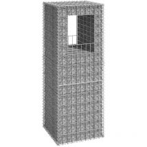 The Living Store - Poteau à panier de gabion 50x50x140 cm Fer Argent