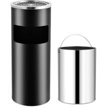 Poubelle à cendrier d'hôtel 30 l Acier Noir - The Living Store - Noir