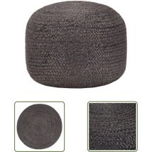 The Living Store - Pouf fait à la main Gris foncé 45 x 30 cm Jute - Pouf Design - Pouf Moderne - Pouf Tissu - Pouf Artisanal - Pouf Confort