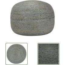 The Living Store Pouf fait à la main Vert olive 45 x 30 cm Jute - Pouf Design - Pouf Moderne - Pouf Jute - Pouf Confort - Pouf Déco