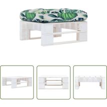 The Living Store - Pouf palette de jardin Bois de pin imprégné de blanc - Pouf Jardin - Pouf Bois - Mobilier Jardin - Chaise Lounge - Relax