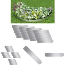 The Living Store Rasenkanten 20 Stk. Verzinkter Stahl 100 x 20 cm - Beeteinfassungen - Silber