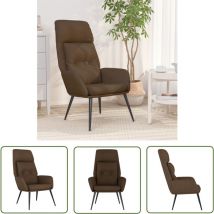 The Living Store - Chaise de relaxation Marron Similicuir daim - Chaise Relaxante - Fauteuil Détente - Simili Cuir Daim - Chaise Confortable
