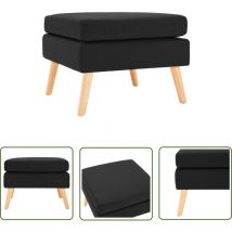 The Living Store - Repose-pied Noir Tissu - Pouf Design - Pouf Moderne - Repose Pied - Tabouret Design - Assise Supplémentaire