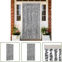 Rideau anti-mouches gris et noir et blanc 90x220 cm chenille - Rideau Anti-moustique - Rideau Insecte - Protection Contre Les Insectes - Rideau