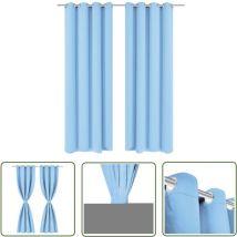 Rideau avec œillets métalliques 2 pcs 135 x 245 cm Turquoise - Rideaux Turquoise - Rideaux Décoratifs - Rideaux Pour Salon - Rideaux Pour Chambre