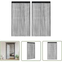 Rideau en fils 2 pcs 100 x 250 cm Noir - Rideaux Noirs - Rideaux Décoration Intérieure - Rideaux Salon - Rideaux Chambre - Rideaux Occultants - The