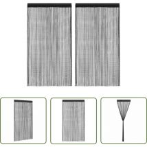 Rideau en fils 2 pcs 140 x 250 cm Noir - Rideaux Noirs - Rideaux Décoration Intérieure - Rideaux Salon - Rideaux Chambre - Rideaux Occultants - The