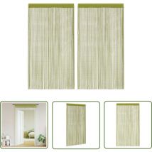 Rideau en fils 2 pcs 140 x 250 cm Vert - Rideaux Verts - Rideaux Décoration Intérieure - Rideaux Salon - Rideaux Chambre - Rideaux Facile à Installer