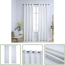The Living Store Rideau occultant et anneaux en métal 2pcs Blanc cassé 140x175cm - Rideaux - Rideaux Décoratifs - Rideaux Blancs - Rideaux Pour Salon