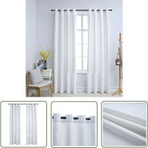 Rideau occultant et anneaux en métal 2pcs Blanc cassé 140x225cm - Rideaux - Rideaux Blancs - Décoration Intérieure - Intimité - Rideaux Pour Salon