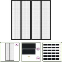 Rideaux de porte anti-insectes 2 pcs et aimants noir 220x100 cm - Rideau Anti-insectes - Moustiquaire - Rideau De Porte - Écran Anti-insecte