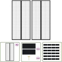 Rideaux de porte anti-insectes 2 pcs et aimants noir 220x110 cm - Rideau Anti-insectes - Moustiquaire - Rideau De Porte - Écran Anti-moustique