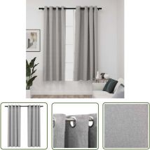 The Living Store Rideaux occultants Aspect lin avec œillets 2 pcs Gris 140x175cm - Rideaux Occultants - Rideaux Gris - Rideaux Lin - Rideaux Pour