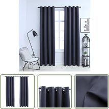 The Living Store Rideaux occultants avec anneaux Métal 2pcs Anthracite 140x245cm - Rideaux Occultants - Rideaux Pour Fenêtres - Rideaux Anthracite